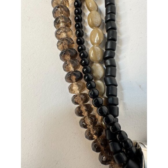 Premier Designs Multistrand Beaded Necklace W/ Reversible Metal & Faux Snakeskin - Picture 8 of 16